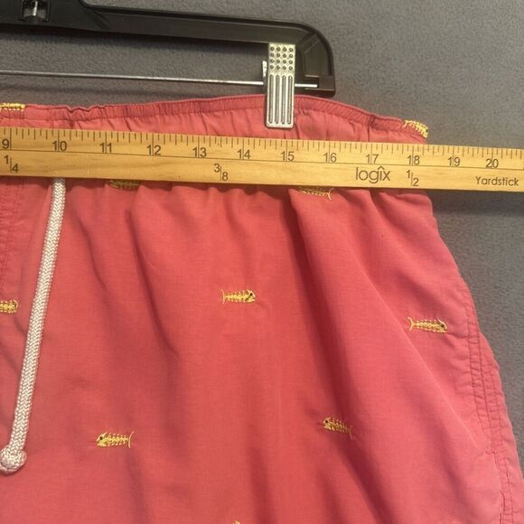 J. McLaughlin Swim Trunks Lined Mens XL Pink Fish Embroidered Summer Preppy - Picture 7 of 14